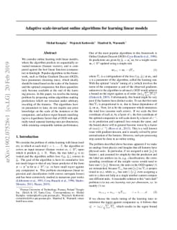 Adaptive scale-invariant online algorithms for learning linear models