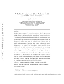 A Machine Learning based Robust Prediction Model for Real-life Mobile
  Phone Data