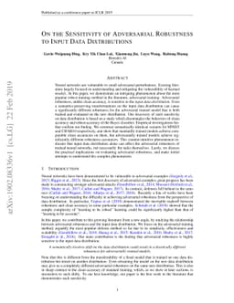 On the Sensitivity of Adversarial Robustness to Input Data Distributions