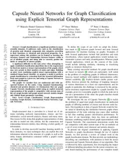 Capsule Neural Networks for Graph Classification using Explicit
  Tensorial Graph Representations