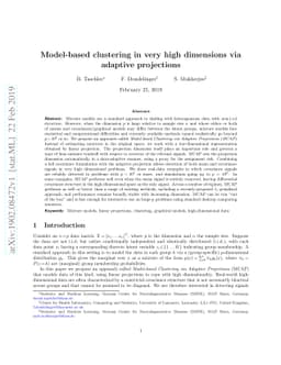 Model-based clustering in very high dimensions via adaptive projections