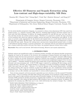 Effective 3D Humerus and Scapula Extraction using Low-contrast and
  High-shape-variability MR Data
