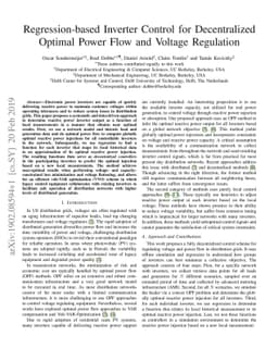 Regression-based Inverter Control for Decentralized Optimal Power Flow
  and Voltage Regulation