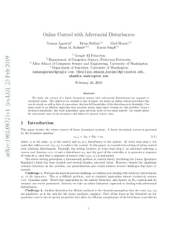 Online Control with Adversarial Disturbances