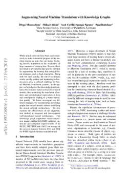 Augmenting Neural Machine Translation with Knowledge Graphs