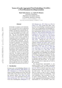 Vector of Locally-Aggregated Word Embeddings (VLAWE): A Novel
  Document-level Representation
