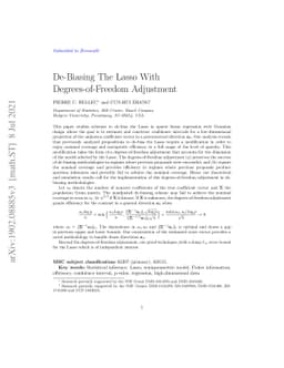 De-Biasing The Lasso With Degrees-of-Freedom Adjustment