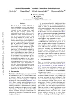 Medical Multimodal Classifiers Under Scarce Data Condition