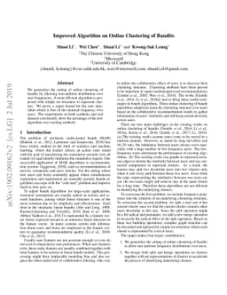 Improved Algorithm on Online Clustering of Bandits