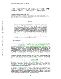 Harmonizing Maximum Likelihood with GANs for Multimodal Conditional
  Generation