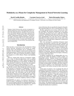 Modularity as a Means for Complexity Management in Neural Networks
  Learning