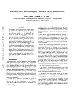 Pretraining-Based Natural Language Generation for Text Summarization