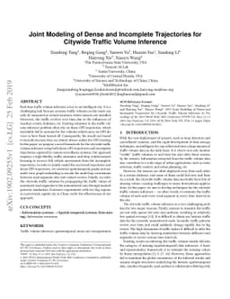 Joint Modeling of Dense and Incomplete Trajectories for Citywide Traffic
  Volume Inference