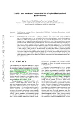 Multi-Label Network Classification via Weighted Personalized
  Factorizations