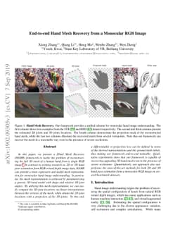 End-to-end Hand Mesh Recovery from a Monocular RGB Image