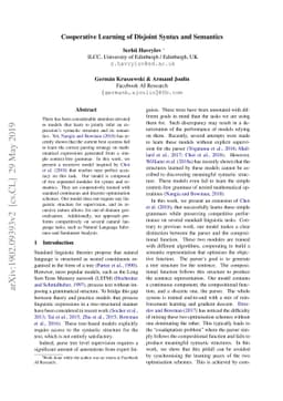Cooperative Learning of Disjoint Syntax and Semantics