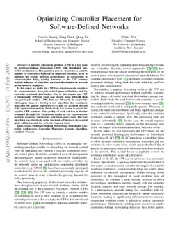 Optimizing Controller Placement for Software-Defined Networks