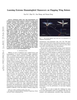 Learning Extreme Hummingbird Maneuvers on Flapping Wing Robots