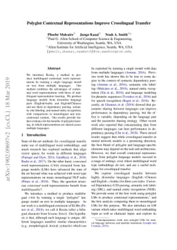 Polyglot Contextual Representations Improve Crosslingual Transfer