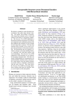 Interpretable Structure-aware Document Encoders with Hierarchical
  Attention