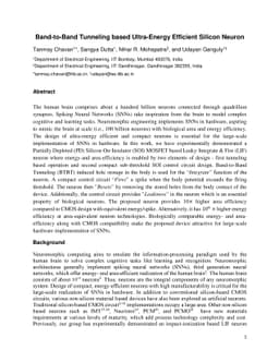 Band-to-Band Tunneling based Ultra-Energy Efficient Silicon Neuron