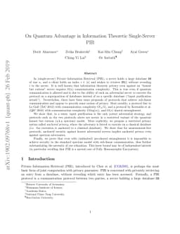 On Quantum Advantage in Information Theoretic Single-Server PIR