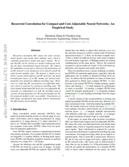 Recurrent Convolution for Compact and Cost-Adjustable Neural Networks:
  An Empirical Study
