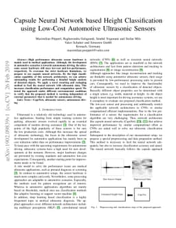 Capsule Neural Network based Height Classification using Low-Cost
  Automotive Ultrasonic Sensors