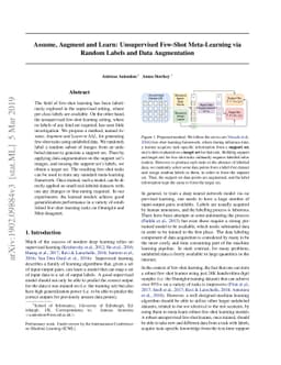 Assume, Augment and Learn: Unsupervised Few-Shot Meta-Learning via
  Random Labels and Data Augmentation