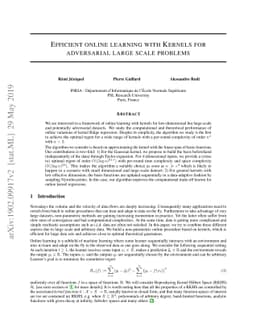 Efficient online learning with kernels for adversarial large scale
  problems