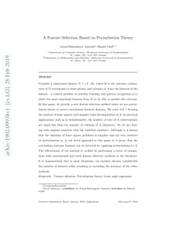 A Feature Selection Based on Perturbation Theory