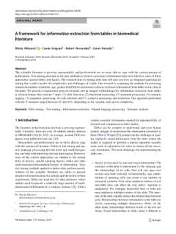 A framework for information extraction from tables in biomedical
  literature