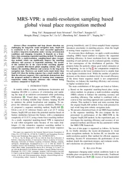 MRS-VPR: a multi-resolution sampling based global visual place
  recognition method
