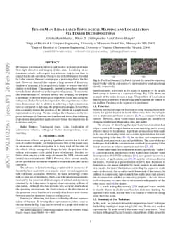 TensorMap: Lidar-Based Topological Mapping and Localization via Tensor
  Decompositions