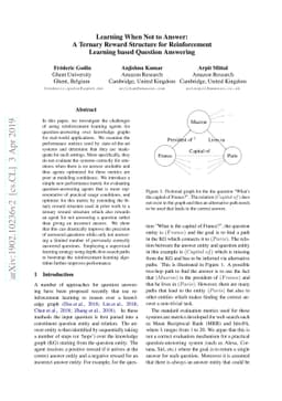 Learning When Not to Answer: A Ternary Reward Structure for
  Reinforcement Learning based Question Answering