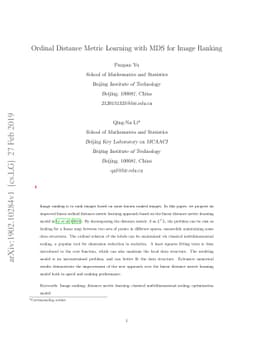 Ordinal Distance Metric Learning with MDS for Image Ranking