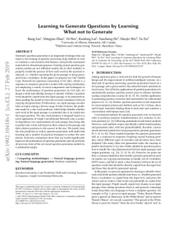 Learning to Generate Questions by Learning What not to Generate