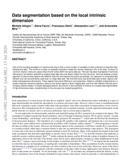 Data segmentation based on the local intrinsic dimension