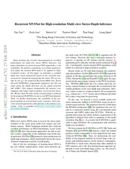 Recurrent MVSNet for High-resolution Multi-view Stereo Depth Inference