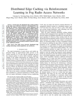 Distributed Edge Caching via Reinforcement Learning in Fog Radio Access
  Networks