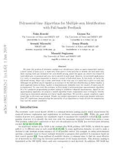 Polynomial-time Algorithms for Multiple-arm Identification with
  Full-bandit Feedback