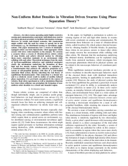 Non-Uniform Robot Densities in Vibration Driven Swarms Using Phase
  Separation Theory