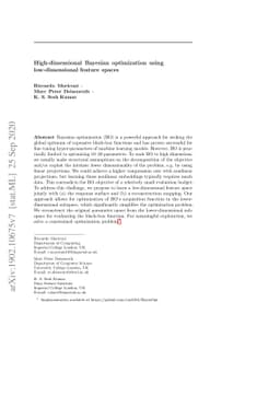 High-dimensional Bayesian optimization using low-dimensional feature
  spaces