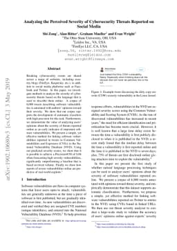 Analyzing the Perceived Severity of Cybersecurity Threats Reported on
  Social Media