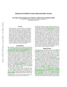 Degenerate Feedback Loops in Recommender Systems