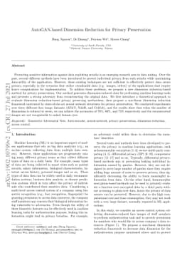 AutoGAN-based Dimension Reduction for Privacy Preservation