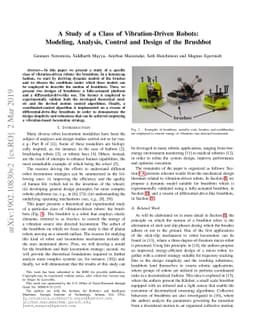 A Study of a Class of Vibration-Driven Robots: Modeling, Analysis,
  Control and Design of the Brushbot