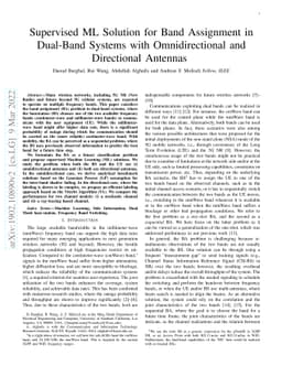 Supervised ML Solution for Band Assignment in Dual-Band Systems with
  Omnidirectional and Directional Antennas
