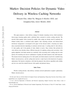 Markov Decision Policies for Dynamic Video Delivery in Wireless Caching
  Networks