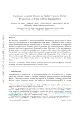 Monotonic Gaussian Process for Spatio-Temporal Disease Progression
  Modeling in Brain Imaging Data